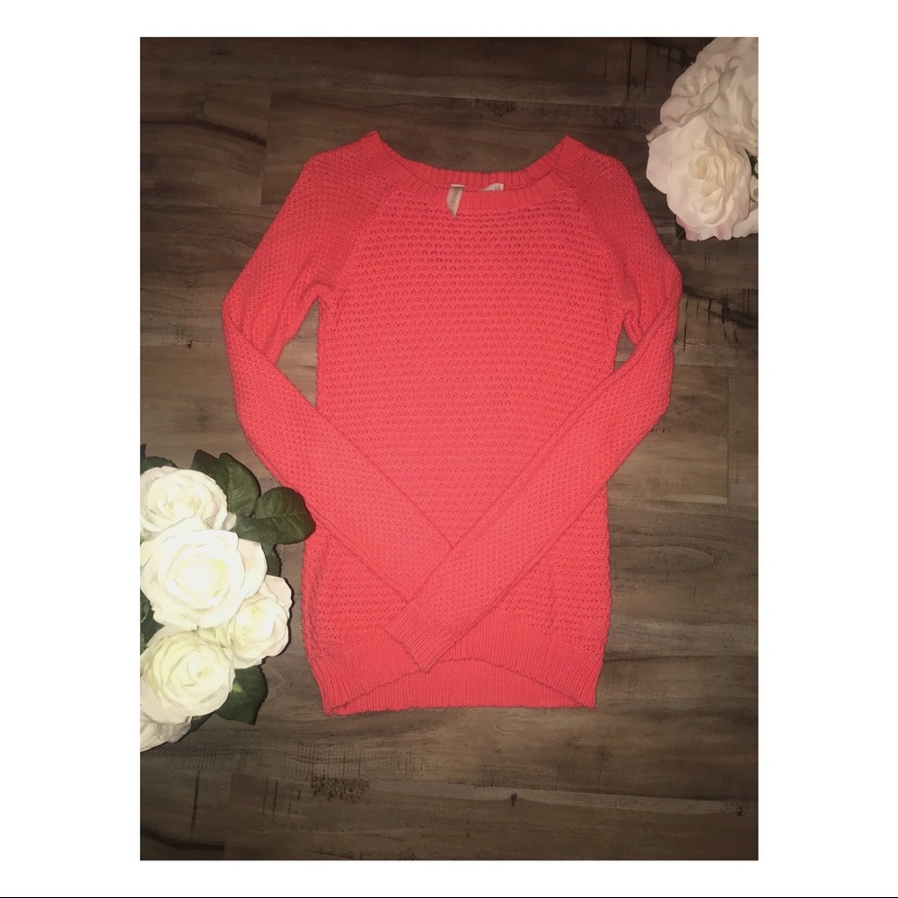 Coral cardigan sweater pink long sleeve Knit Casual Neutral Dressy Stretch